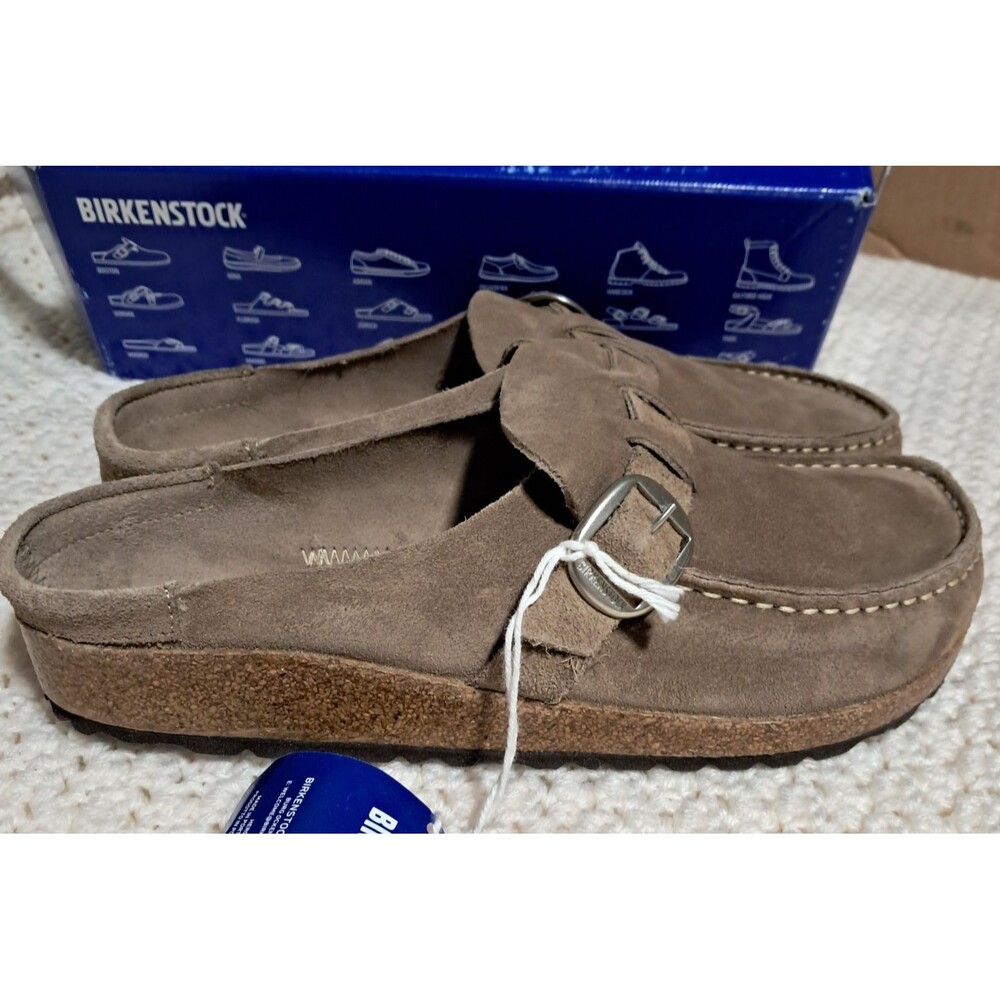 Birkenstock BUCKLEY Suede Clog GRAY TAUPE Narrow EU 40 NEW - Picture 5 of 16